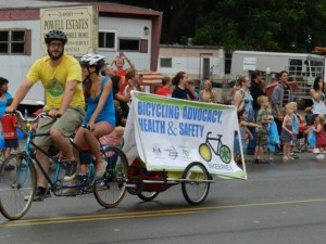 Bike Safety Photo with Bike Erie Banner